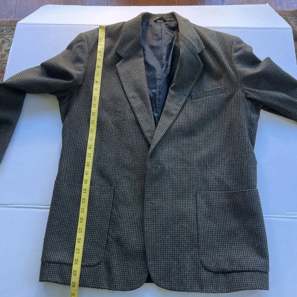 I.N.C. Vintage Houndstooth Olive/ Brown Blazer Sport Coat Retro 90’s 42R Men